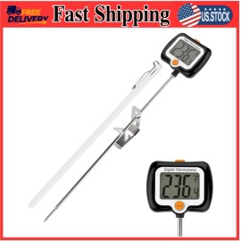 efengcook Digital Candy Thermometer 10" w/ Pot Clip, Rotating Display, Fast Read
