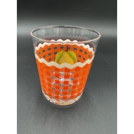 Anthropologie Ischia Gingham Fruit Juice Drinking Glass Orange Pear 4" New