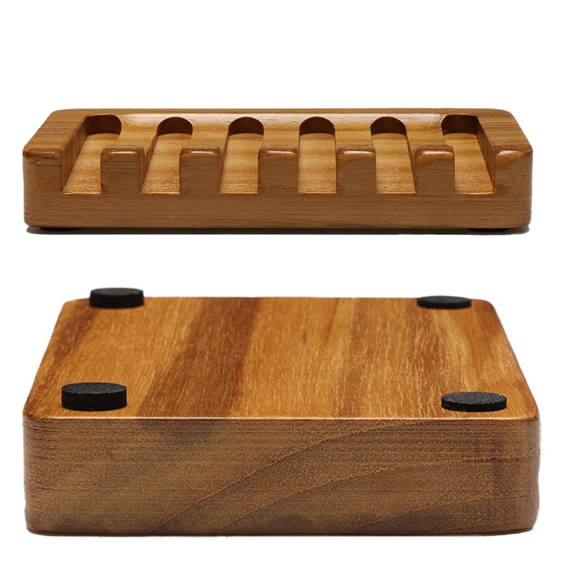SAMEBUTECO Set of 2 Teak Wood Soap Dishes with Sloped
