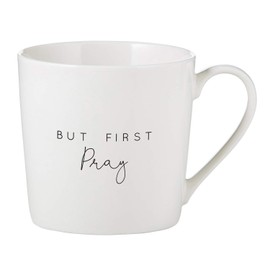 Creative Brands Faithworks - Inspirational White Bone China Café Mug/Cup, 14-Ounce, But First Pray