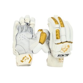 Almos Right Handed Cricket Batting Gloves, Sports Professional Build, Cricket Batting for Right Handed Players, White Black Yellow Color Style, Adult Size Glove HAADI Style