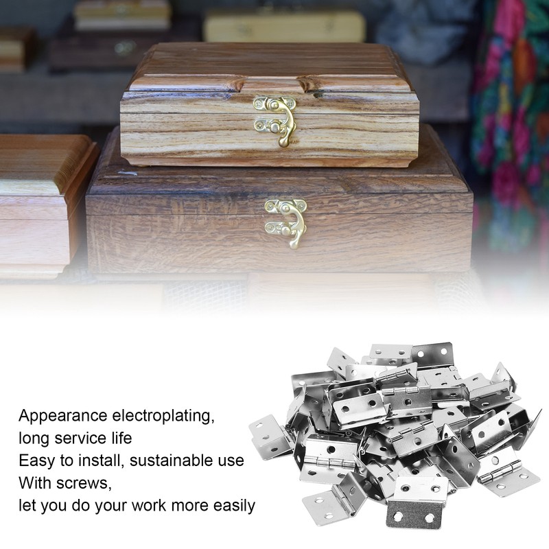 50pcs Hinges Appearance Electroplating Durable Iron Material Wooden Boxes Repairing