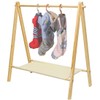 Morimoe Garment Rack with Bottom Storage Shelf, Pine Wood, Dress
