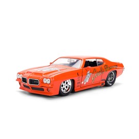 Jada Toys Big Time Muscle 1:24 1971 Pontiac GTO Diecast Car - Opening Doors, Hoods, Trunks, Rubber Tires (Orange)
