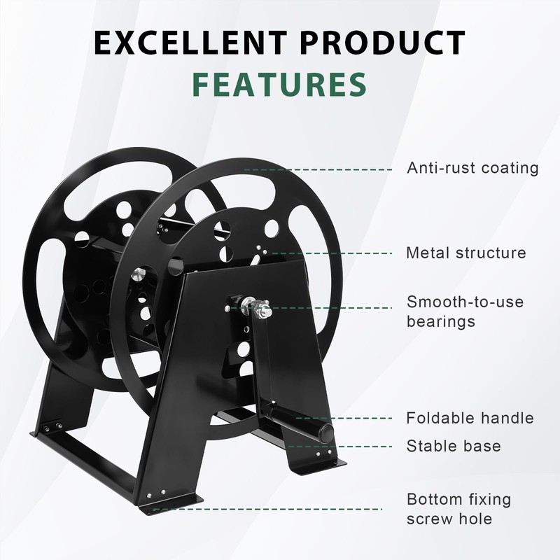 RV Extension Cord Storage Reel, Mountable Metal Reel Frame Holds