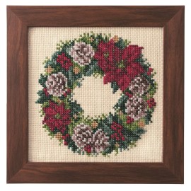 Lecien Como Poinsettia Wreath Seasonal Flower Arrangement Cross Stitch Kit