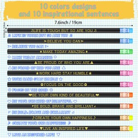 Eersida 40pcs Color Changing Mood Pencils Fun Pencils Bulk for Kids Students Motivational Pencil 2B Assorted Thermochromic Pencil with Eraser (Inspirational)