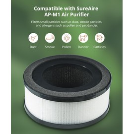 HEPA 13 Replacement Filter for AP-M1 Air Purifiers, True H13 Filter Air Cleaner for Filters Smoke,Odor, Pet Dander, Dust, 1 Pack