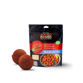 Mariscos Bomb | Adobo Bombs Seasoning - 2 pack | Made with About 25 Pulverized Peppers and Multiple fresh Natural Mexican Ingredients -Prepares in 3 Eazy steps -Home made recipe -Fine Selected Spices - No artificial flavors | 4 Flavors -Birria-Menudo-Pozole-Mariscos