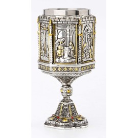 Veronese Design 7 1/8 Inch Life Of Jesus Wine Chalice Stainless Steel Inner Cup