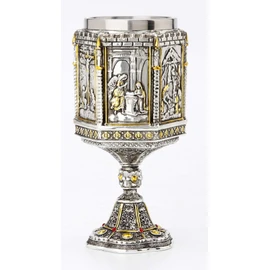 Veronese Design 7 1/8 Inch Life Of Jesus Wine Chalice Stainless Steel Inner Cup
