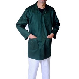 IBEX Unisex-Adult Poly Cotton Lab Coat for Technician Food Laboratory Warehouse Workwear Doctors Students Lab Work, Forest Green , L