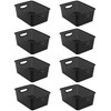 8 Pack Black Storage Baskets, Plastic Woven Organizer Baskets, Stackable