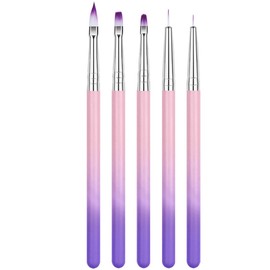 YOYEAH 5-Piece Nail Brush Set - Professional Gel and Acrylic Brush for Nails - Gel Brush for Nail Modelling - Acrylic Brush Nails - Nail Brush Set for Gel Nails