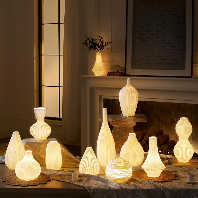 RONDURE 12.5" Modern Ceramic Table Lamp, Modern Bedside Lamps for
