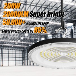 Zelvia High Bay LED Shop Lights for Garage Workshop,300W 30000LM Super Bright High Bay Lights with US Plug - IP65 Waterproof 5000K AC110V-130V Commercial Bay Lighting for Factory Warehouse Barn