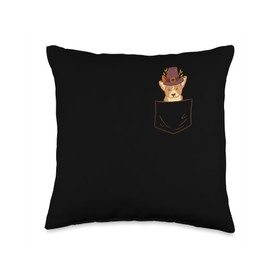 Thanksgiving Shirt Pilgrim Costume Turkey Meat Pocket Pilgrim Welsh Corgi Dog Lover Cute Thanksgiving Day Throw Pillow, 16x16, Multicolor