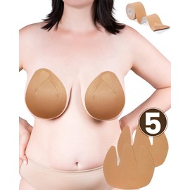 KSang Breast Tape Nipple Covers, 5 Pack Boob Tape With Lift for Big Bust, Breast Pasites Adhesive Bra Tape for Large Breast - A/B CUP
