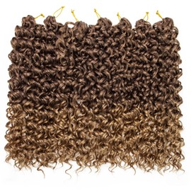 YXCHERISHAIR GoGo Curl Crochet hair Water Wave Crochet hair Ombre blonde Synthetic Bohemian Crochet Braid Deep Wave Braiding hair Extensions (24inch,7Packs,33/27)