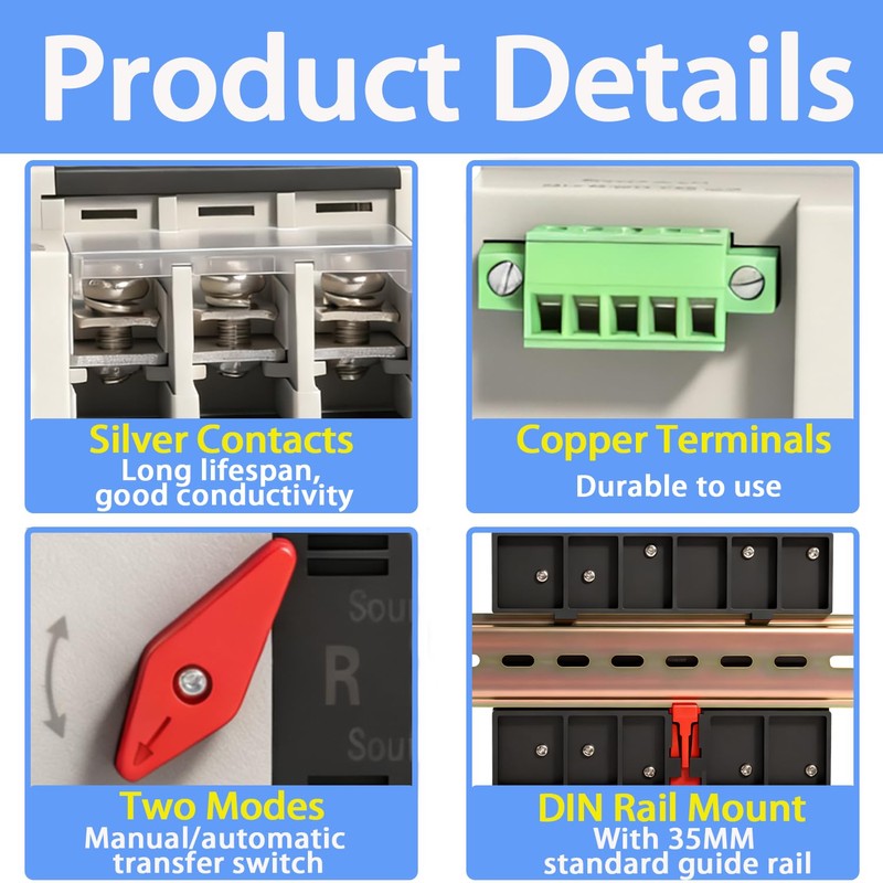 XINTAIHELE Mini ATS Automatic Transfer Switch Dual Power Changeover Switch