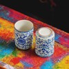 CmengAo Blue and White Floral Porcelain Tea Cups Set of