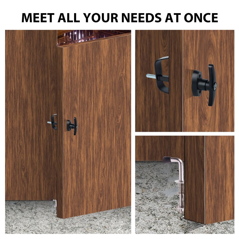 Shed Door Latch Kit with 5-1/2" Stem T-Handle Lock, 5