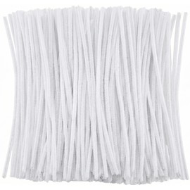 White Pipe Cleaners Crafts (100 Pack) Chenille Stems for DIY Art Decorations Creative (6 mm x 12 Inch)