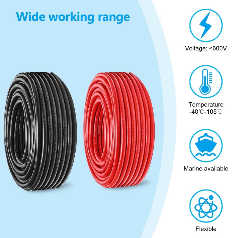 6 Gauge Marine Wire Tinned Copper Boat Cable, Standard USA