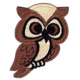Owl Brown Iron-On Patch Iron-On Patch Bird Appliqué Patch Size 4.6 x 6.5 cm