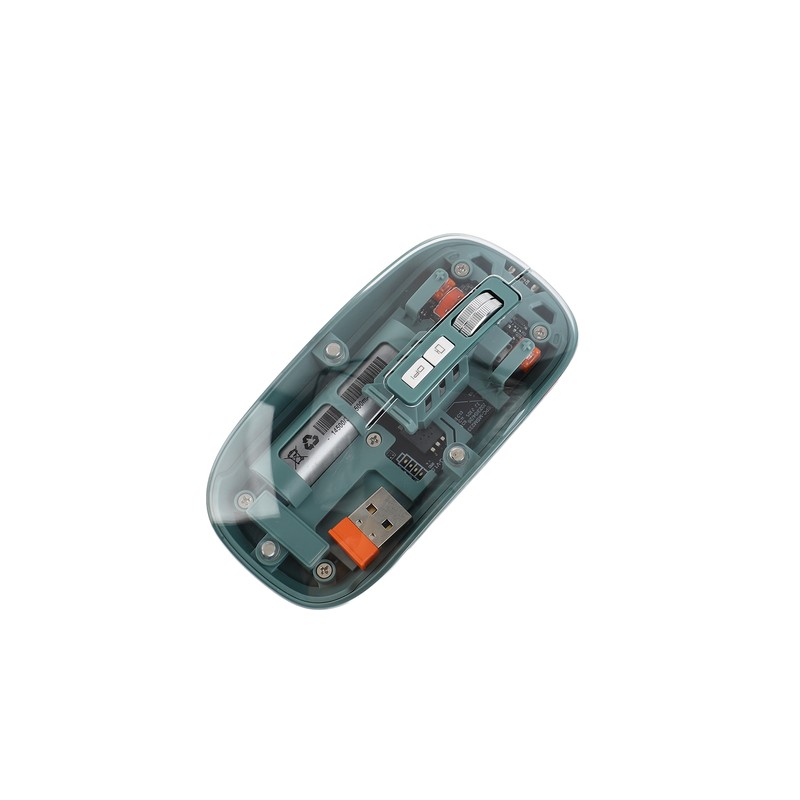 Wireless Mouse Transparent Silent 5 Keys 1600DPI Adjustable Rechargeable 2.4G