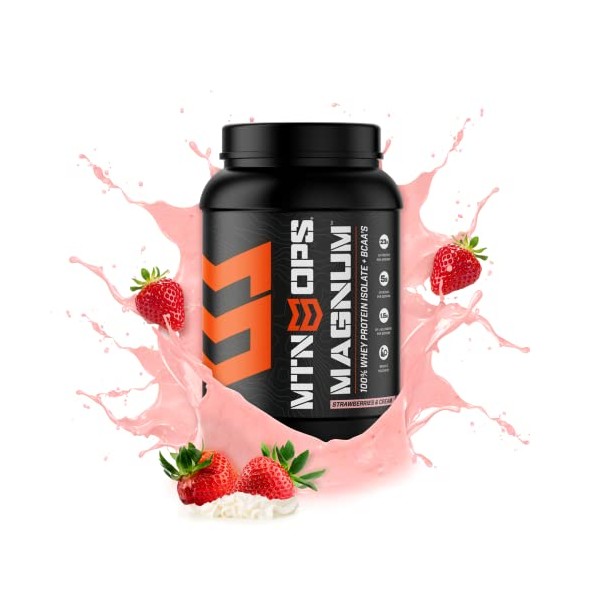 MTN OPS Magnum 100% Whey Isolate Protein Powder - 32 Servings, Strawberries & Cream