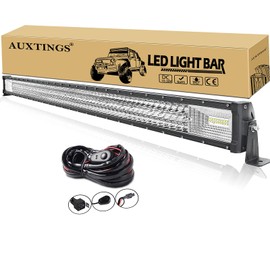 AUXTINGS 50 inch 648W Straight LED Light Bar 7D Lens Spot Flood Combo Beam Triple Row LED Work Diving Lights with Wiring Harness Kit for Off Road ATV AWD SUV 4WD 4x4 Pickup,12V 24V Waterproof 6000K