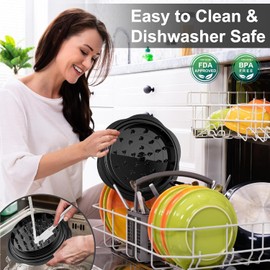 Chicken Shredder with Brush and Tong Chicken Shredder Tool Twist Stable Anti-Slip BPA Free Meat Shredder Tool Twist Ergonomic Handle Meat Grinder Dishwasher-safe Transparent Lid Black