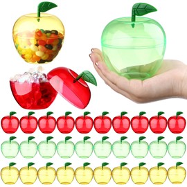 Layhit 30 Pack Large Plastic Apple Containers Mixed Colors Apple Shaped Candy Toy Gift Filling Containers Jar for Back to School Teacher Fall Rosh Hashana Party Supplies(4.1 x 3.5 Inches)