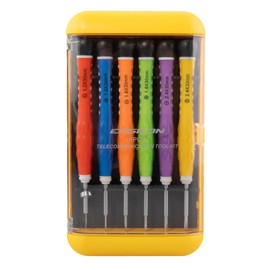 Precision Mini Screw Driver Set of 6, Professional Repair Hand Tool Kit for Eye Glass, Watches, Computer Games, Phones, Electronics-Color Coded Handle, Anti-Skid, 360° Rotation, Travel-Friendly Box