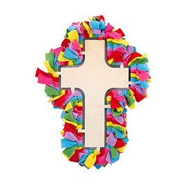 Fun Express Fleece Tied Cross Wreath Craft Kit, Makes 3