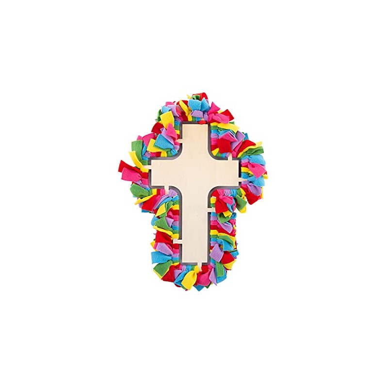 Fun Express Fleece Tied Cross Wreath Craft Kit, Makes 3
