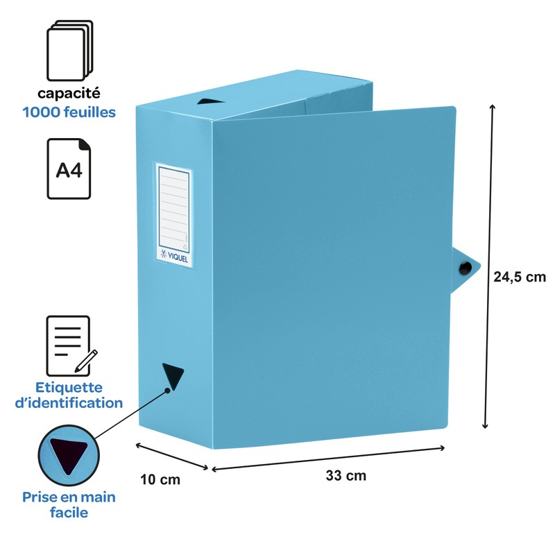 Viquel Class Doc Box File Polypropylene Spine 100 mm Blue Turquoise