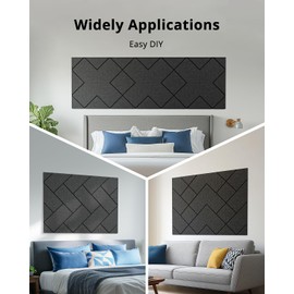 Acoustic Panels, Kuchoow Soundproof Wall Panels Splicing Design Self-Adhesive, 12 Pack Sound Panels High Density, Sound Proof Panels for Walls Home Studio Office 12" X 12" X 0.4" Black