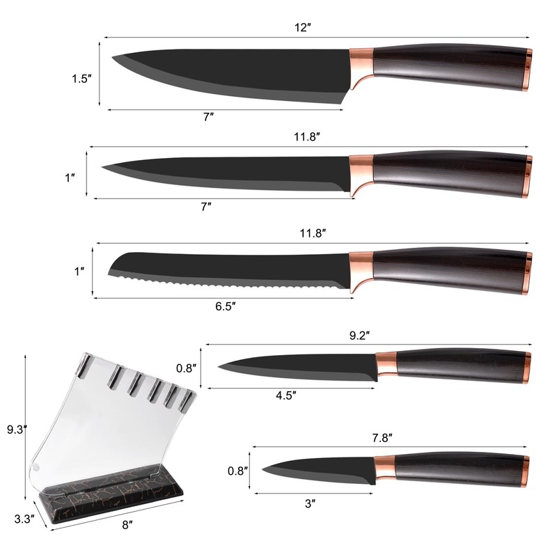 YJHOLE Kitchen Knife Set with Acrylic Block,6 PCS High Carbon