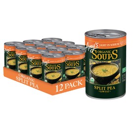 Amy's Soup, Vegan Split Pea Canned Soup, Light in Sodium, Gluten Free, Made With Organic Vegetables, 14.1 OZ (12 Pack)