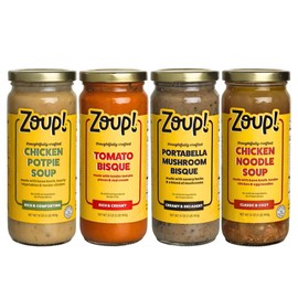 ZoupSoup Gourmet Soup Variety Pack, 16 oz Jars - Chicken Noodle, Chicken Pot Pie, Portabella Mushroom, Tomato Bisque