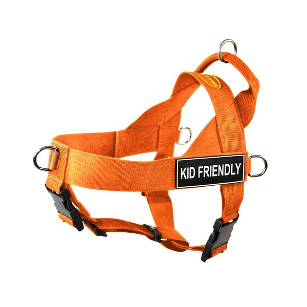 Dean & Tyler DT Universal No Pull Dog Harness with Kid Friendly Patches, Large, Orange