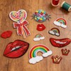 16PCS Red Lips Sequin Iron on Patches, Red Lips Rainbow