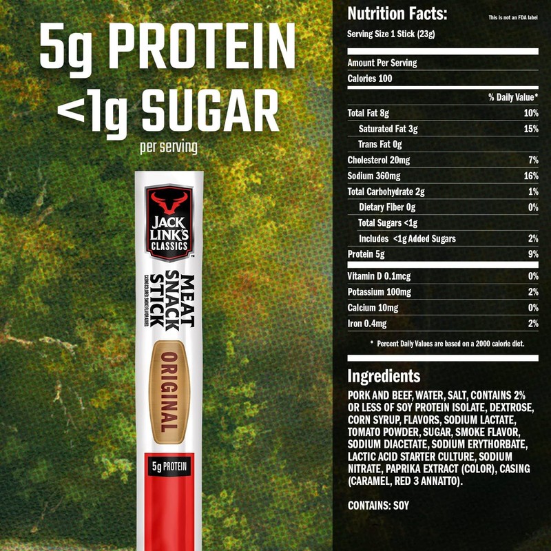 Jack Link's Classics Meat Sticks, Original - Protein Snack, Meat