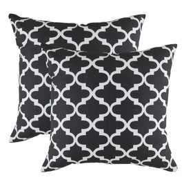 TreeWool, (2 Pack) Cushion Covers Trellis Accent in Cotton Canvas (50 x 50 cm, Black & White)