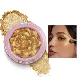 Highlighter Palette, 3D Rose Blush, Body Luminizer Highlighter Face Makeup, Shimmer Body Glow Face Powder, Glossy Long Lasting Highlighters Makeup