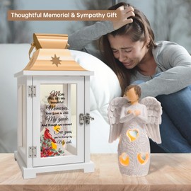 Remembrance Angel Memorial Lantern - Memorial Gifts for Loss of Mother, Thoughtful Sympathy Gifts for Loss of Mom, Funeral Gifts, Rememberance Gifts, Bereavement Gifts for Loss of Mother