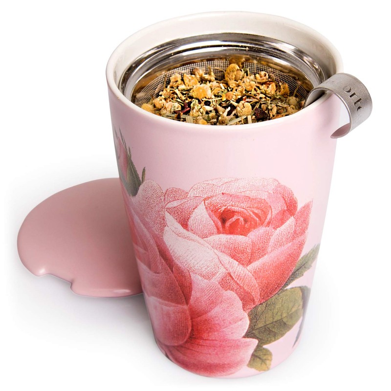 Tea Forte Double-Walled Ceramic Kati Cup, Removable Stainless Steel Infuser