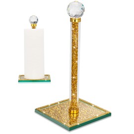 Qiuhome Gold Paper Towel Holder Stand Crystal Paper Towel Holder Countertop Bling Kitchen Accessories